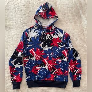 Tommy Hilfiger red, white, and blue floral print hoodie size S